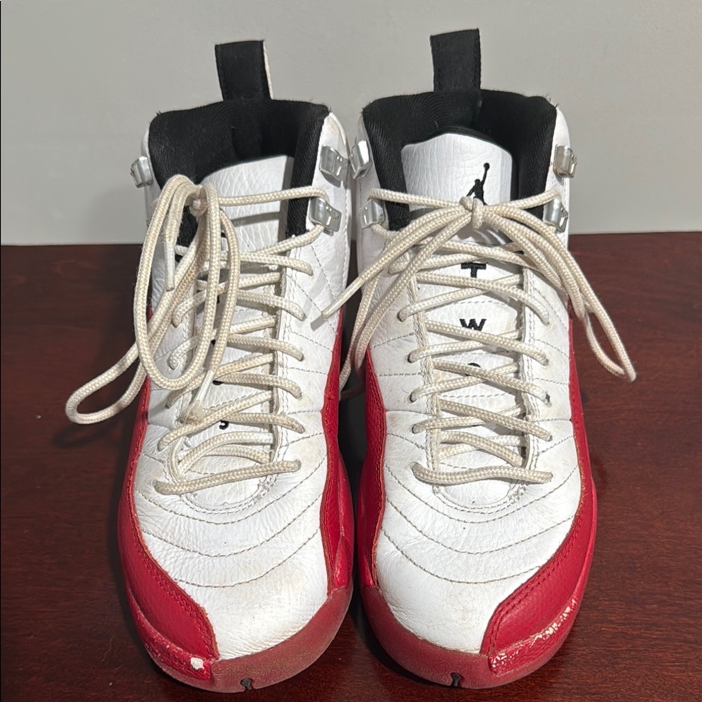 White and Red High-Top Sneakers